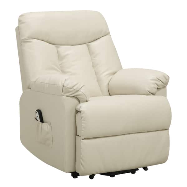 ProLounger Lya Cream Renu Leather Power Recline and Lift Wall Hugger