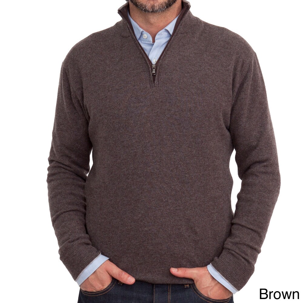 Luigi Baldo Luigi Baldo Italian Made Mens Cashmere 1/4 Zip Sweater Brown Size 2XL