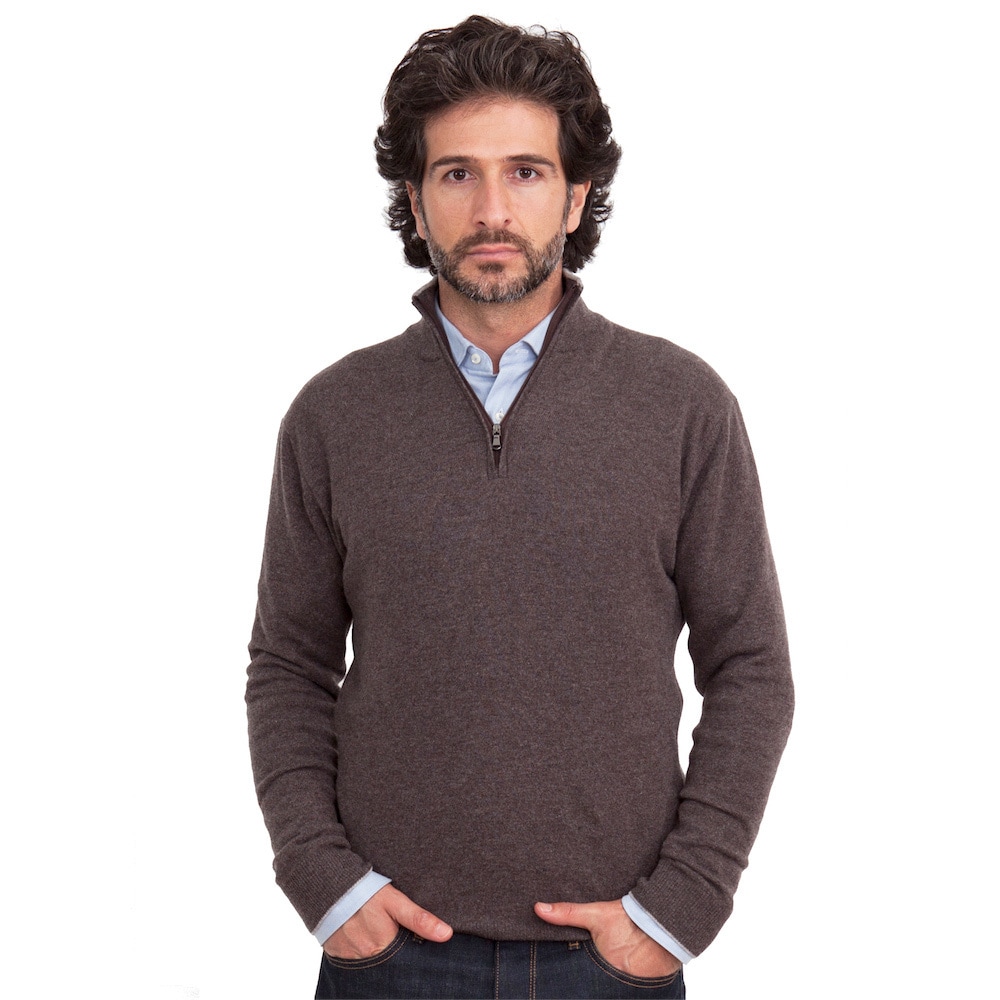 Luigi Baldo Luigi Baldo Italian Made Mens Cashmere 1/4 Zip Sweater Grey Size M