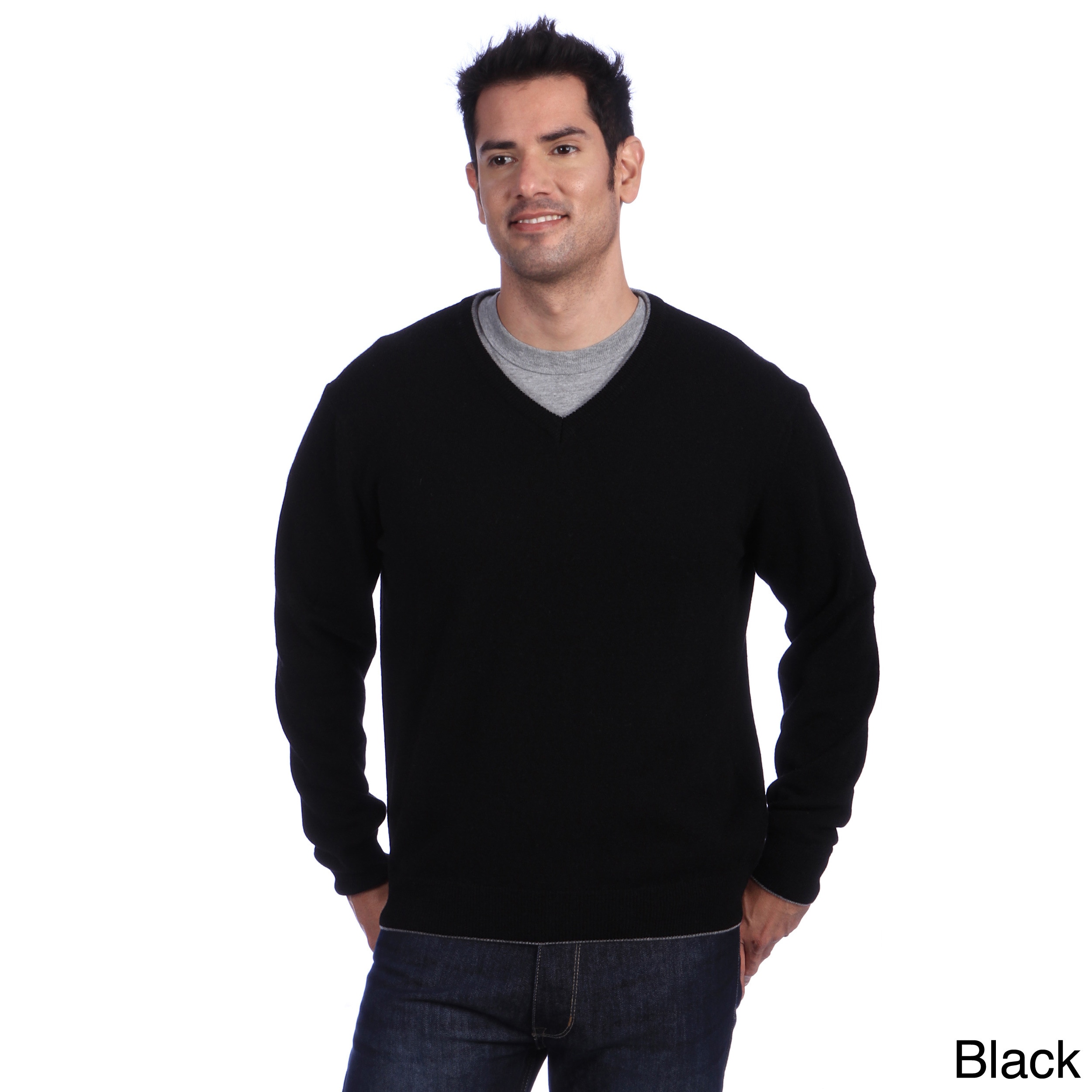 Luigi Baldo Luigi Baldo Italian Made Mens Cashmere V neck Sweater Black Size 2XL