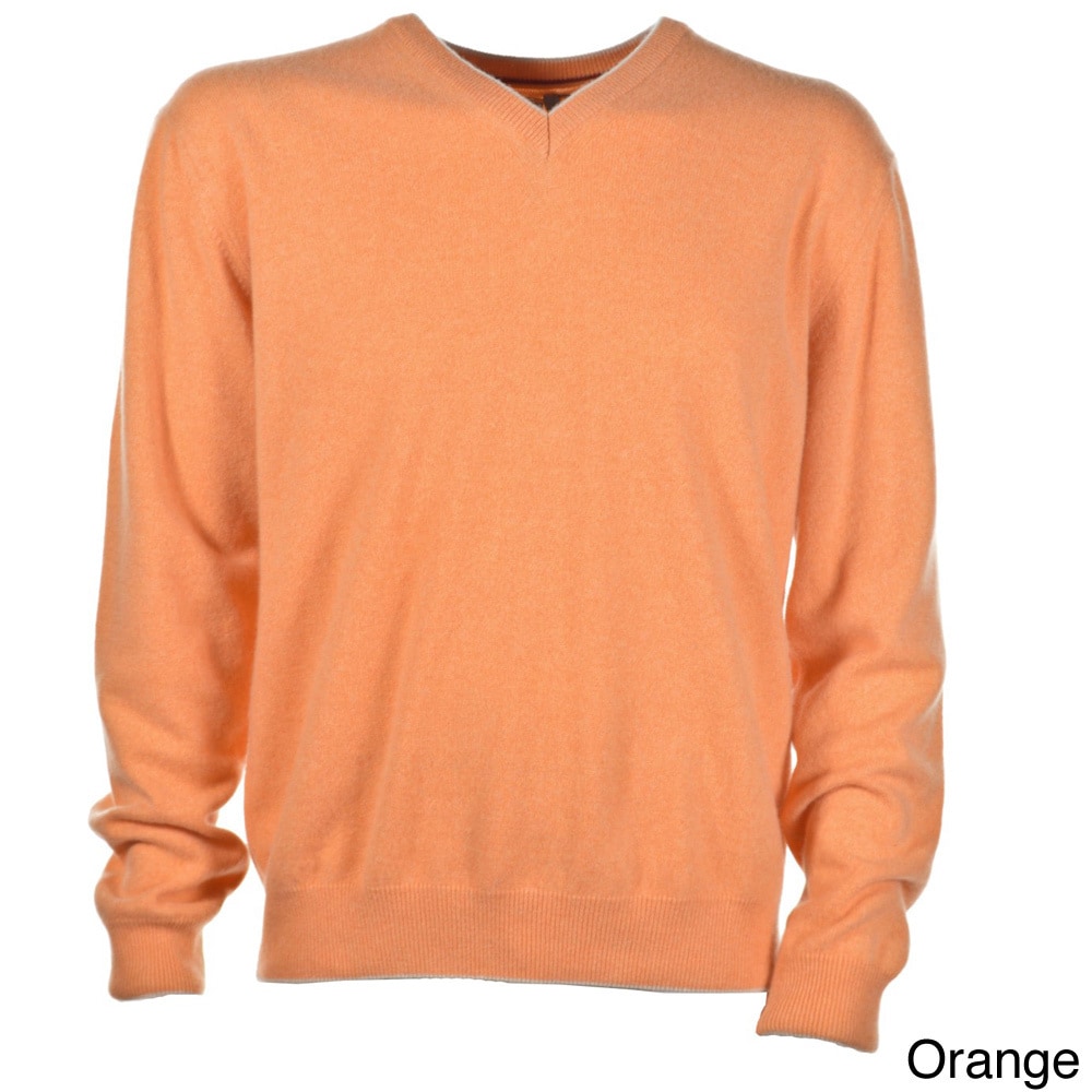 Luigi Baldo Luigi Baldo Italian Made Mens Cashmere V neck Sweater Orange Size L