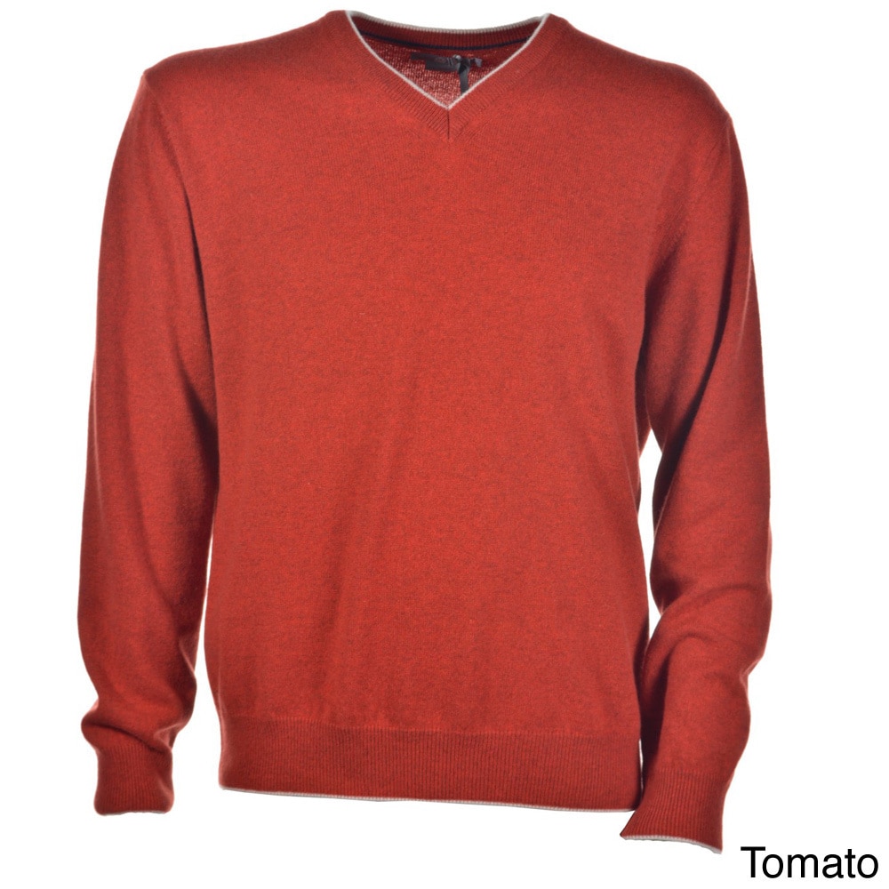 Luigi Baldo Luigi Baldo Italian Made Mens Cashmere V neck Sweater Orange Size M