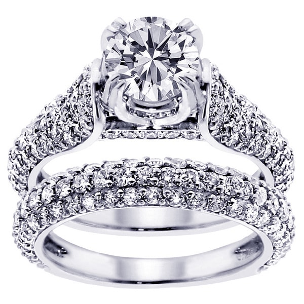 14k/ 18k Gold or Platinum 4 1/2ct TDW Round Diamond Bridal Ring Set (F ...
