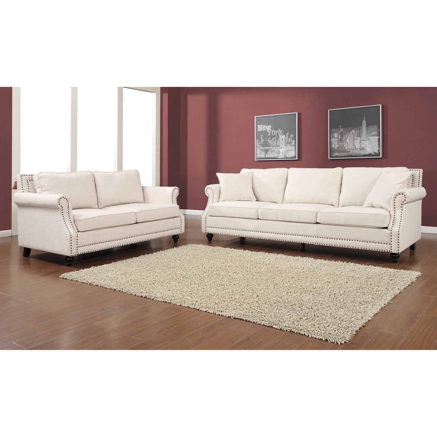 Camden Beige Linen Living Room Set