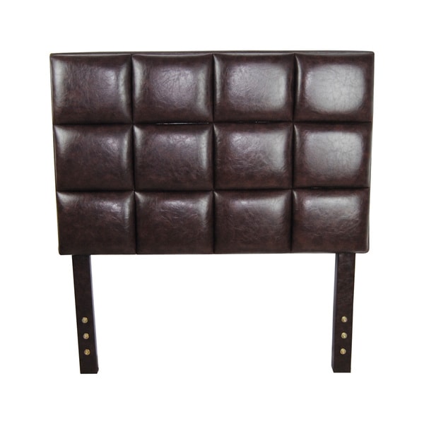 Classic Twin Size Headboard Dark Brown Faux Leather