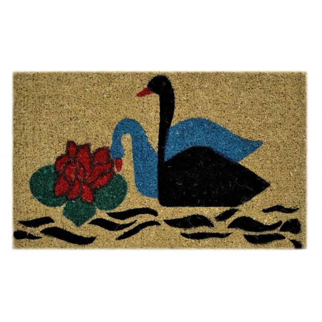 Swans Mat (Brown, blue and blackConstruction HandmadeDimensions 30 inches long x 18 inches wide x .75 inch thick )