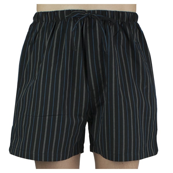 Shop Leisureland Men's Black Striped Cotton Pajama Shorts - Free ...