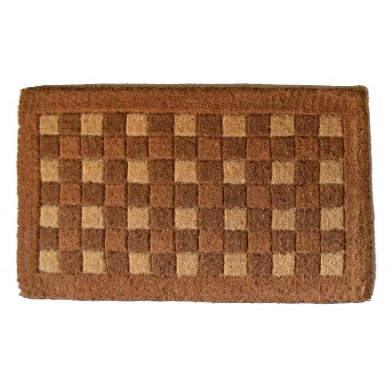 Outdoor Coconut Fiber Square Pattern Door Mat (2'6 x 1'6) - 2'6 x 1'6