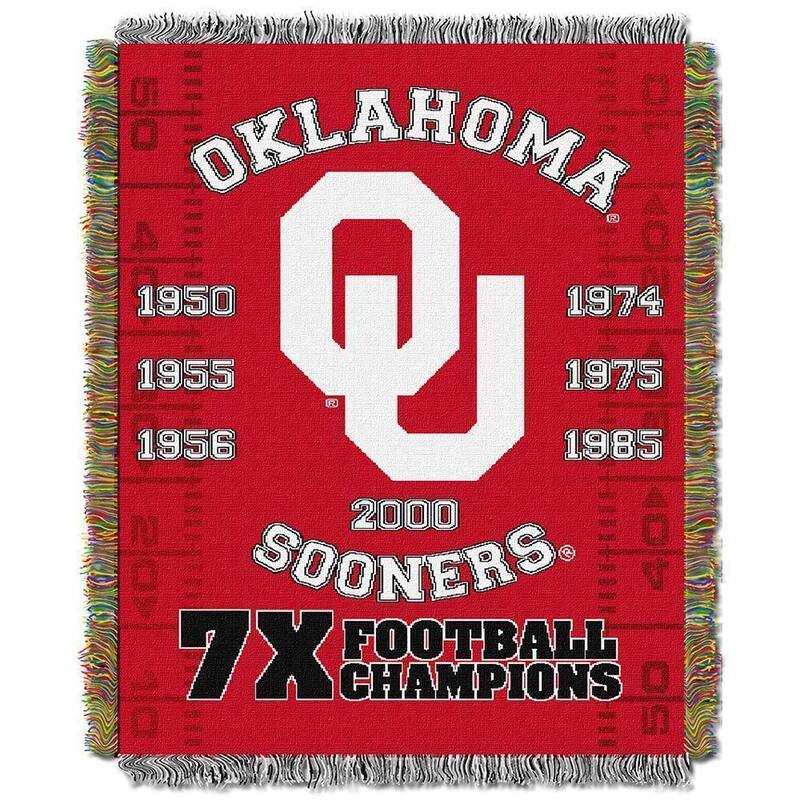 NCAA Big 12 Conference Home Field Advantage Tapestry Throw - Oklahoma Sooners 7X Championship