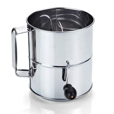 Cook N Home 8-Cup Stainless Steel Flour Sifter, Hand Crank - Stainless Steel