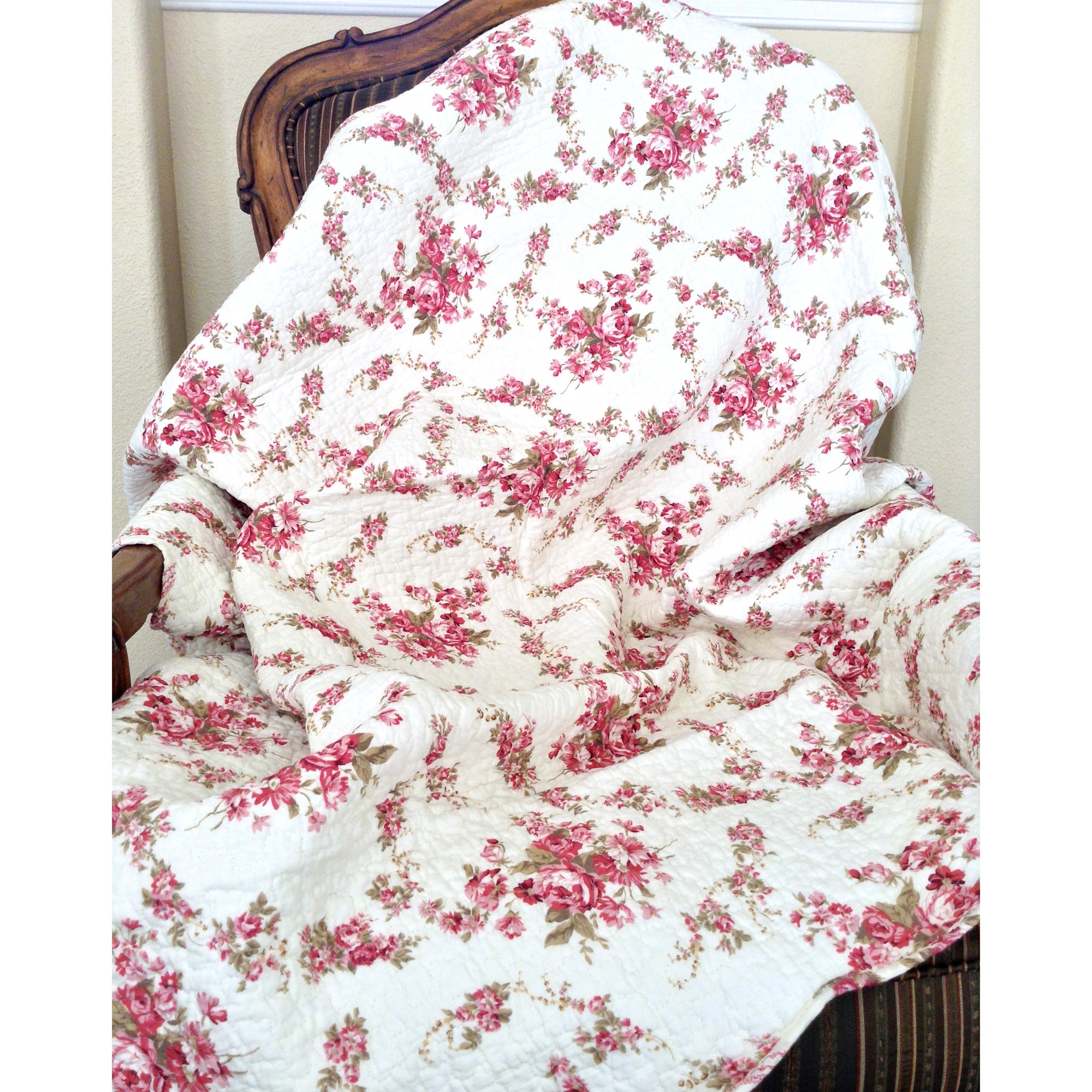 Cozy Line Chic Shabby Vintage Rose Quilted Throw Blanket On Sale Overstock 8458652