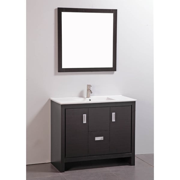 Ceramic Top 39-inch Single Sink Bathroom Vanity with Matching Mirror ...