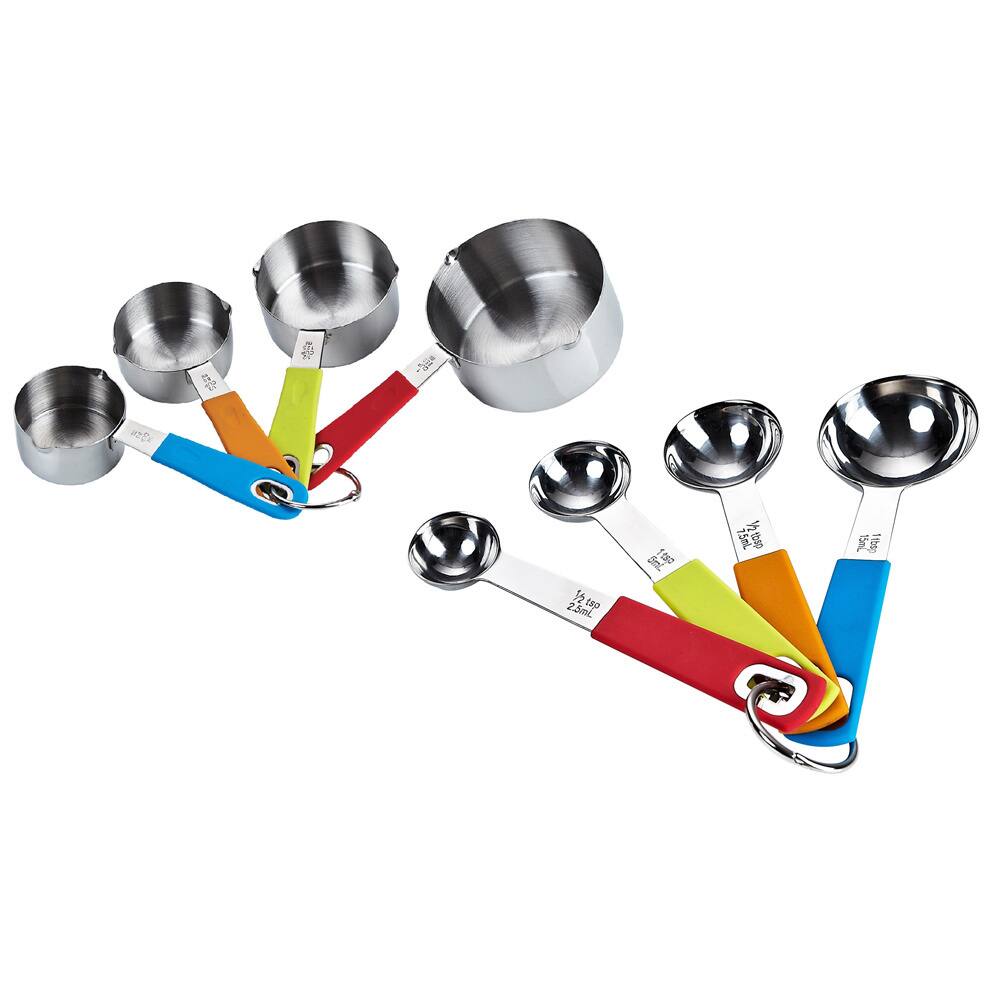 Cook N Home 8-Piece Stainless Steel Measuring Cups and Spoons Set, Multicolor