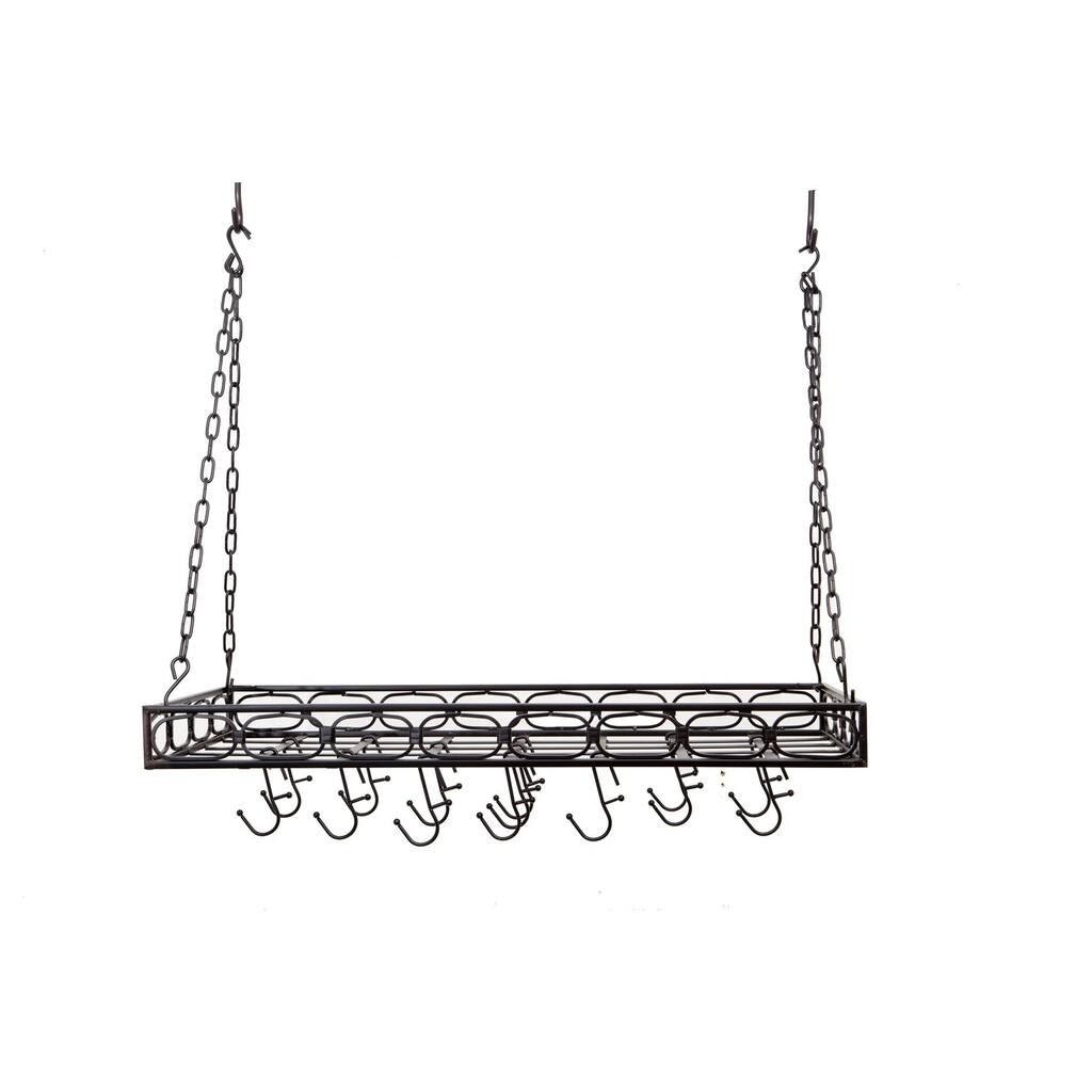 Old Dutch Matte Black Rectangular Pot Rack with 16 Hooks