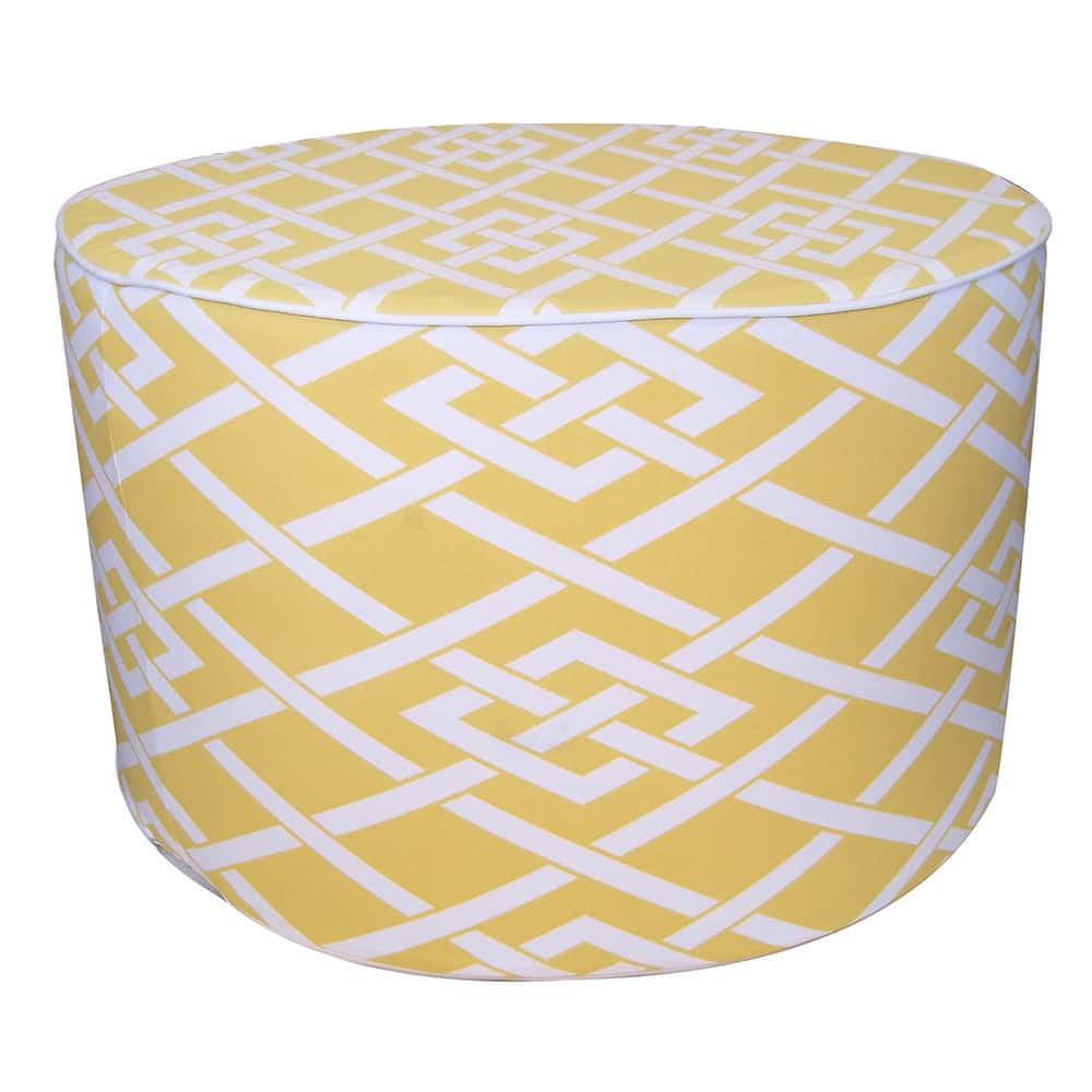 Handmade Jiti Yellow Pointelle Round Outdoor Ottoman Pouf (USA)