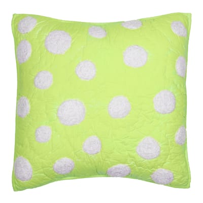Cottage Home Lime Green Dot Cotton 16 Inch Throw Pillow