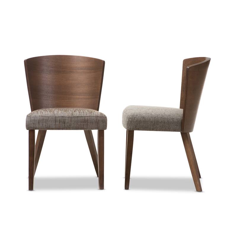 Mid Century Fabric and Wood Dining Chair 2-piece Set by Baxton Studio