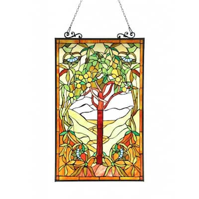 Chloe Tiffany-style 'Tree of Life' Stained Glass Panel