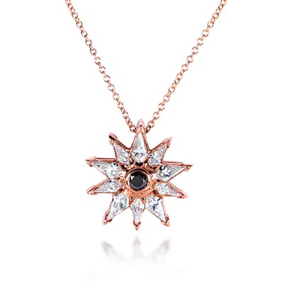 Annello by Kobelli 10k Rose Gold 3/4ct TDW Black and White Diamond Kite-cut 10-Pointed Star Necklace