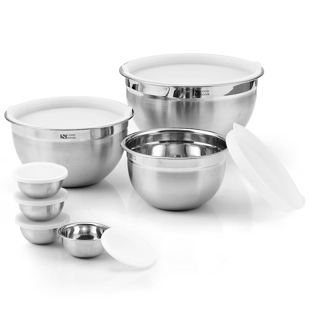 Cook N Home 14-Piece Stainless Steel Mixing Bowl Set with Lids