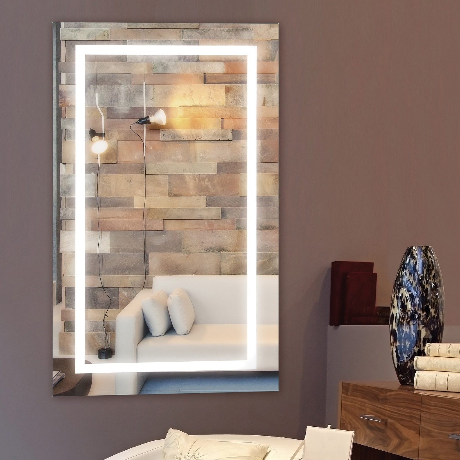 Renwil Led Mirror Silver Size Medium