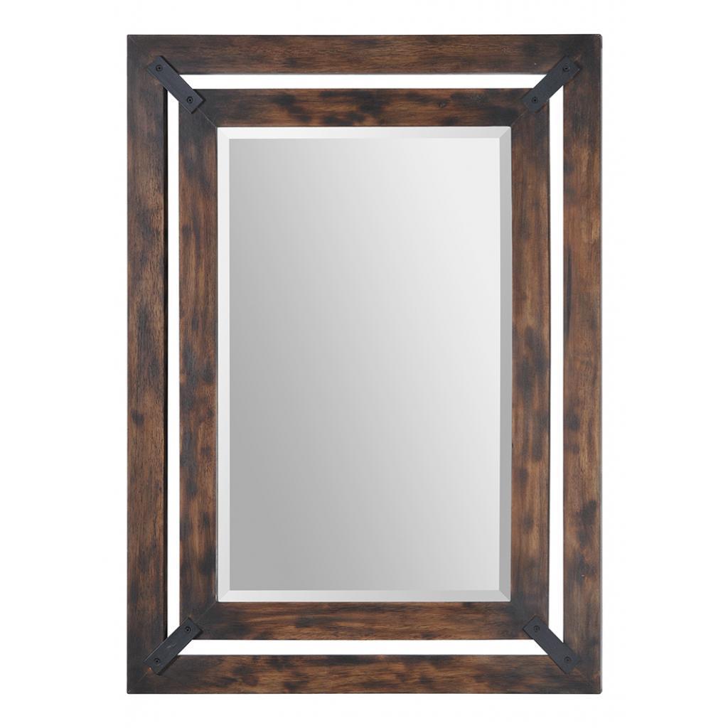 Renwil Maverick Rectangular Aged Wood Frame Mirror Brown Size Medium