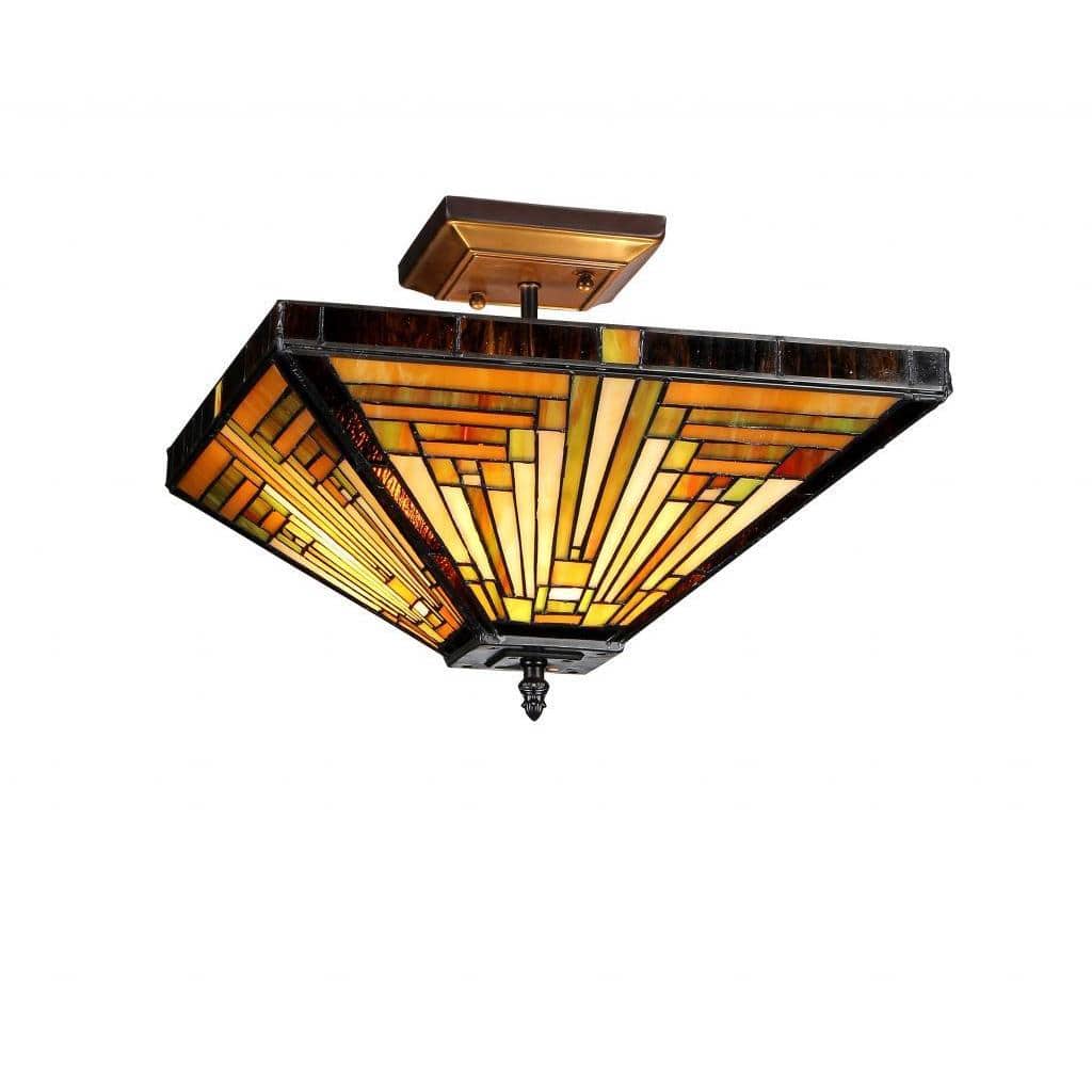 Chloe Tiffany Style Mission Design 2-light Bronze Flush Mount