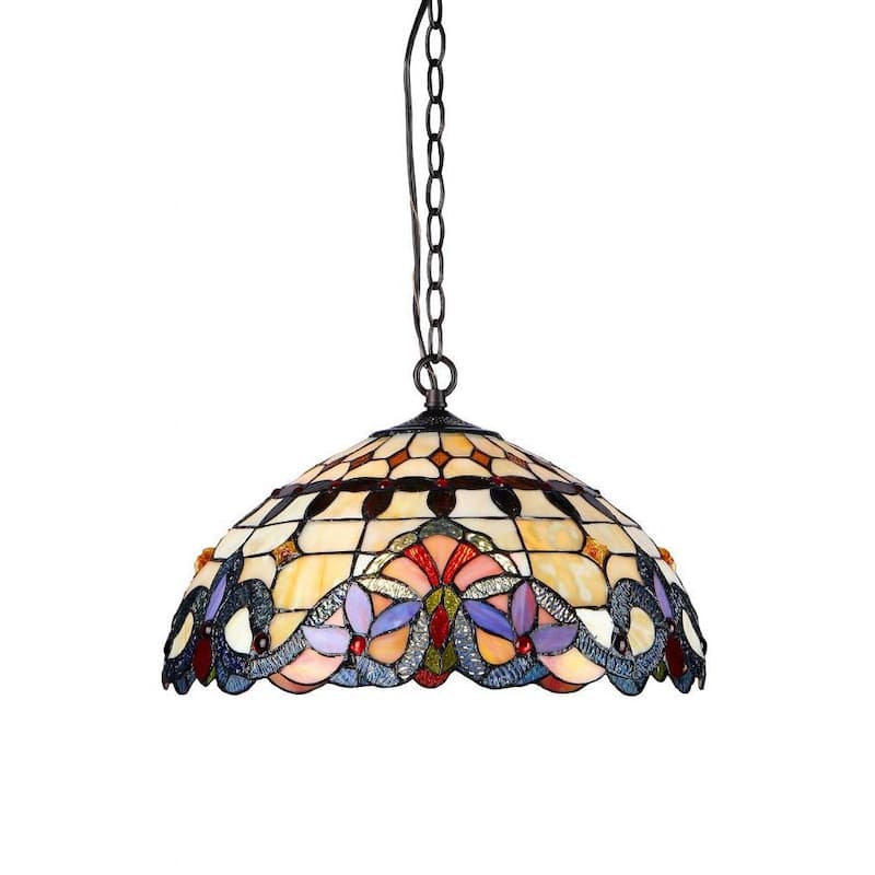 Tiffany Style Victorian Design 2-light Bronze Pendant