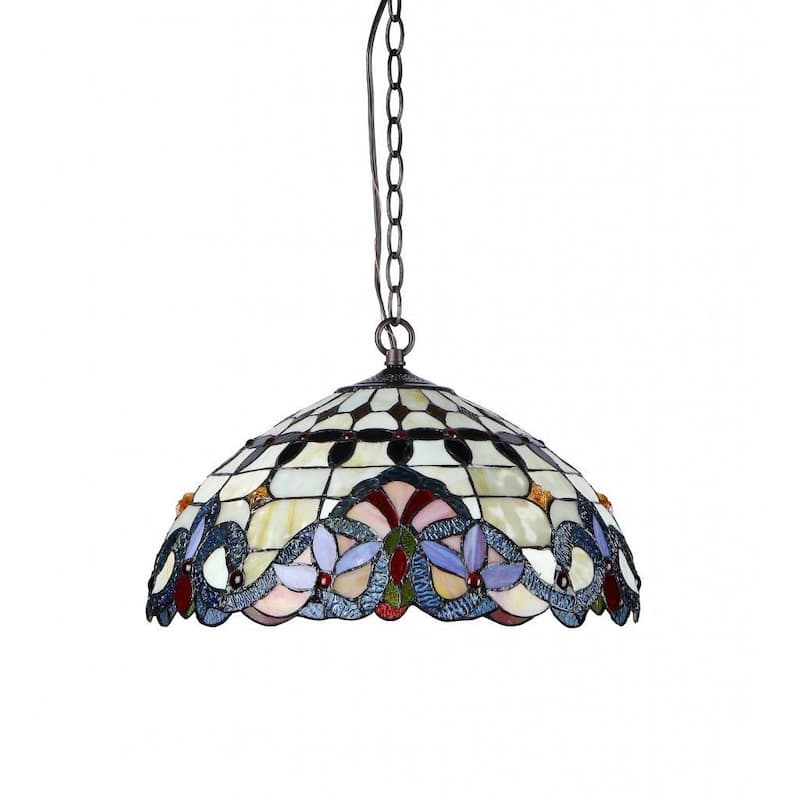 Tiffany Style Victorian Design 2-light Bronze Pendant