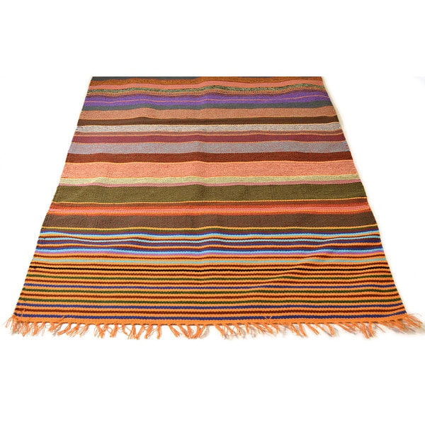 Handwoven 3 x 5 foot Savanna Striped Rug (India)