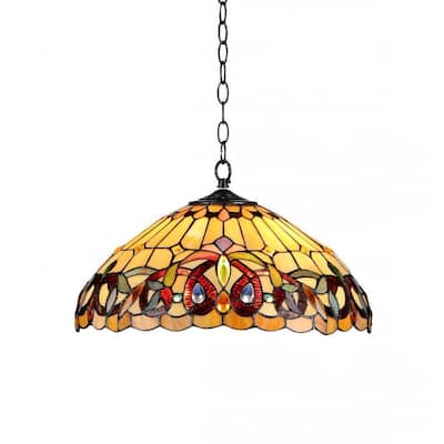 Tiffany Style Victorian Design 2-light Bronze Pendant