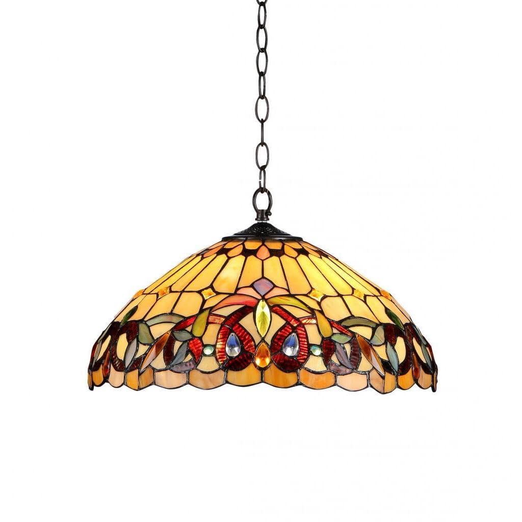 Tiffany Style Victorian Design 2-light Bronze Pendant