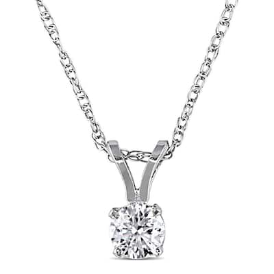 Miadora 14k White or Yellow Gold 1/4ct TDW Diamond Solitaire Drop Necklace