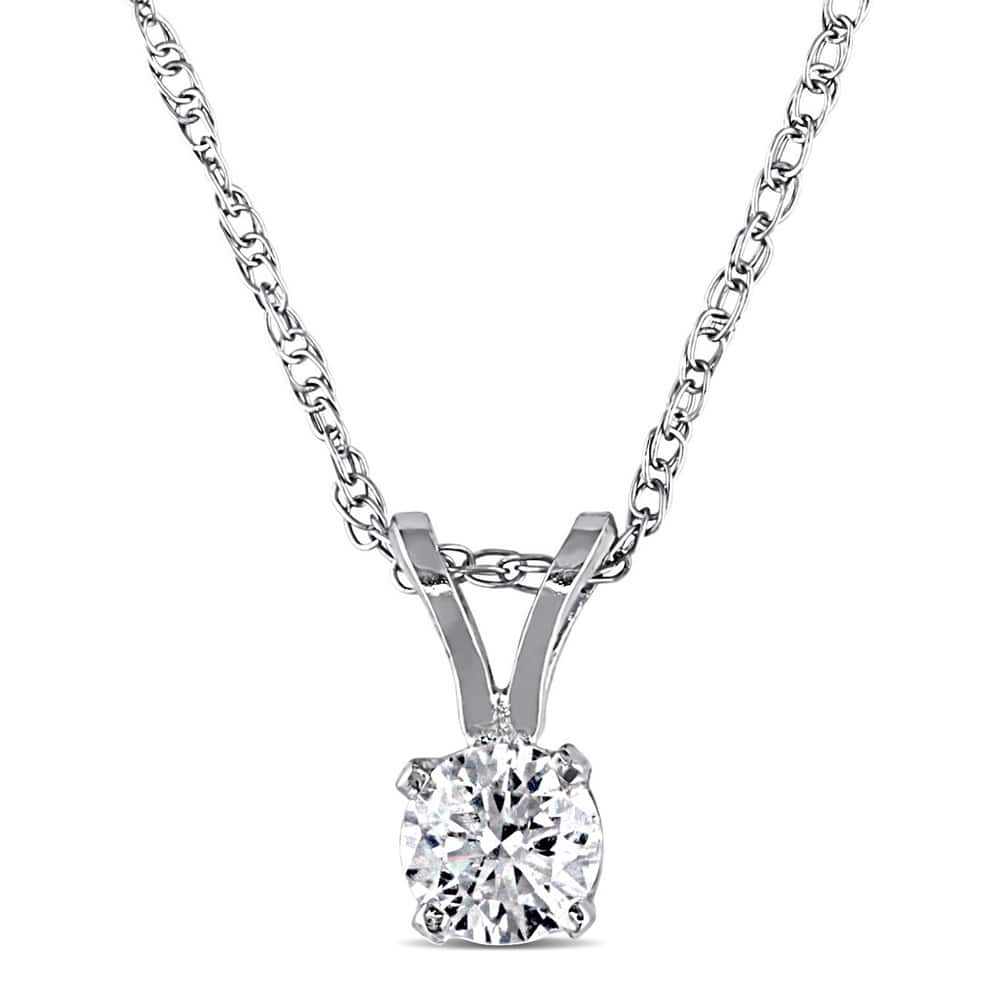 Miadora 14k White or Yellow Gold 1/4ct TDW Diamond Solitaire Drop Necklace