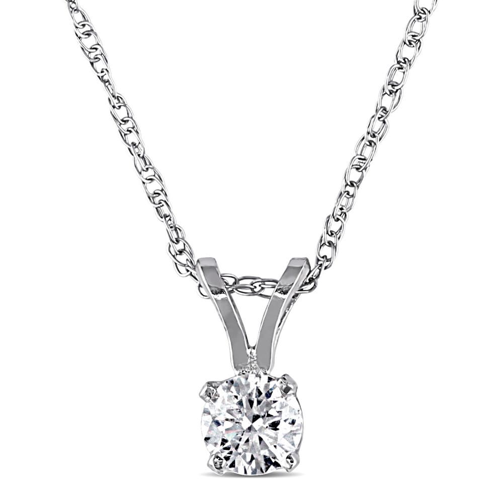 Miadora 14k White or Yellow Gold 1/4ct TDW Diamond Solitaire Drop Necklace