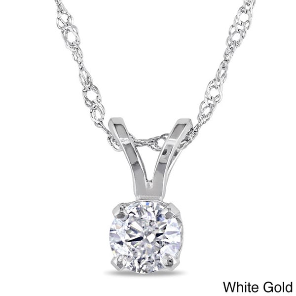 Miadora 14k Gold 1/4ct TDW Diamond Solitaire Necklace (J K, I2 I3) Miadora Diamond Necklaces