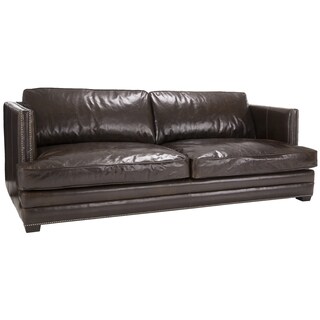 Jake Cocoa Brompton Brown Italian Leather Oversize Sofa - Bed Bath ...