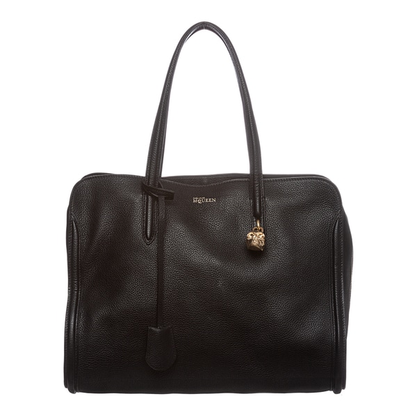 Alexander McQueen Black Leather Skull Padlock Zip around Tote Alexander McQueen Designer Handbags