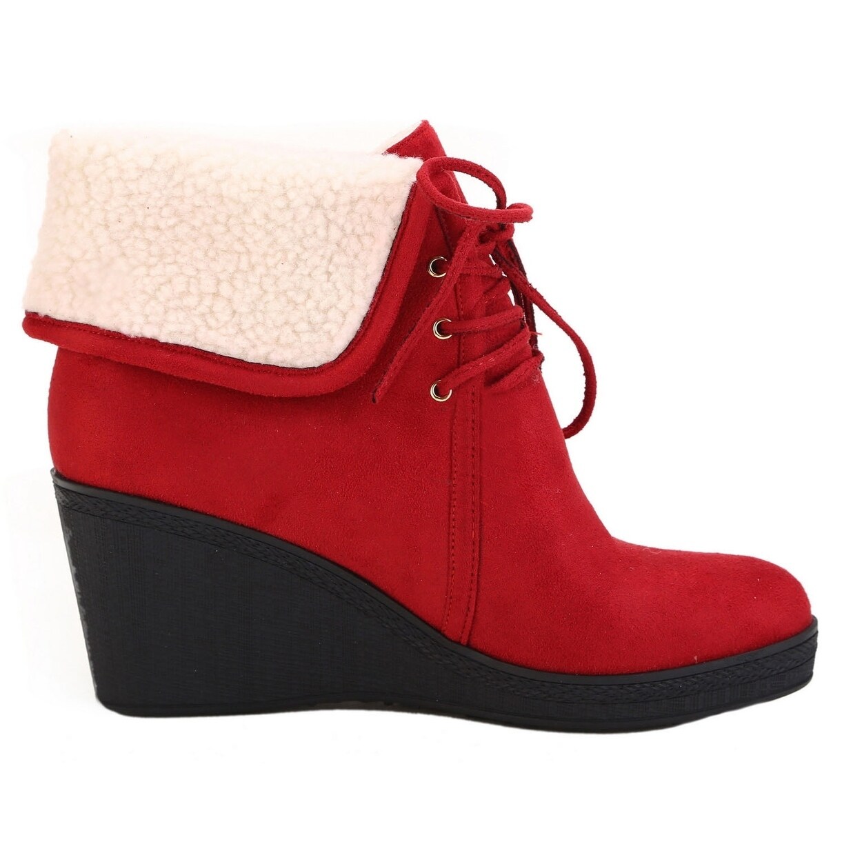 red wedge bootie
