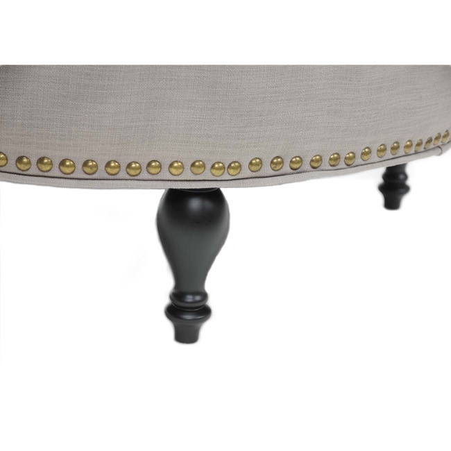 Palfrey Beige Linen Modern Tufted Ottoman