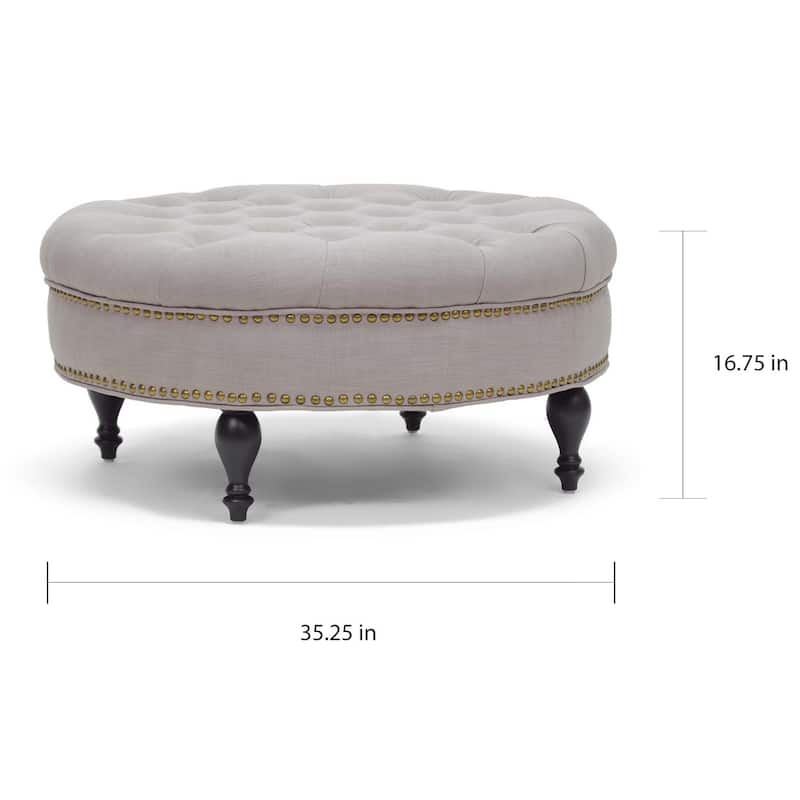 Palfrey Beige Linen Modern Tufted Ottoman