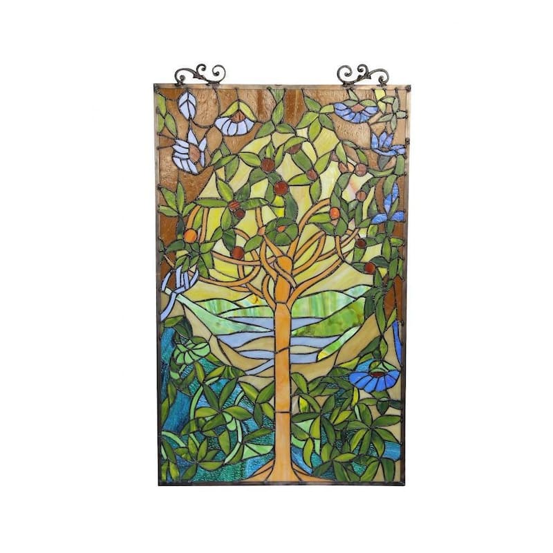 Chloe Tiffany-style 'Tree of Life' Stained Glass Window Panel