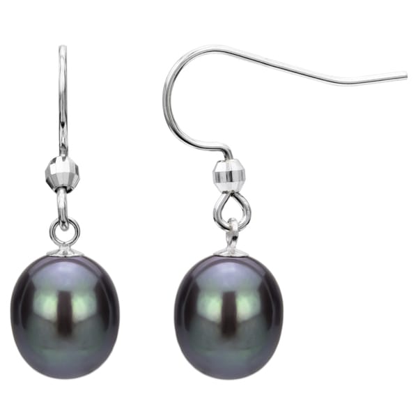 Sterling Silver Black Freshwater Pearl Dangle Earring 7 12 Mm Sterling Silver Black Freshwater Pearl Dangle Earring 7 12 Mm