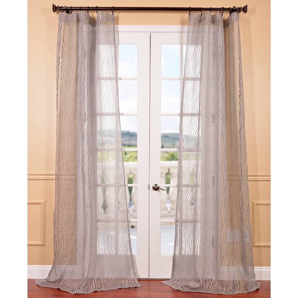 Piera Taupe Grey Patterned Sheer Curtain Panel