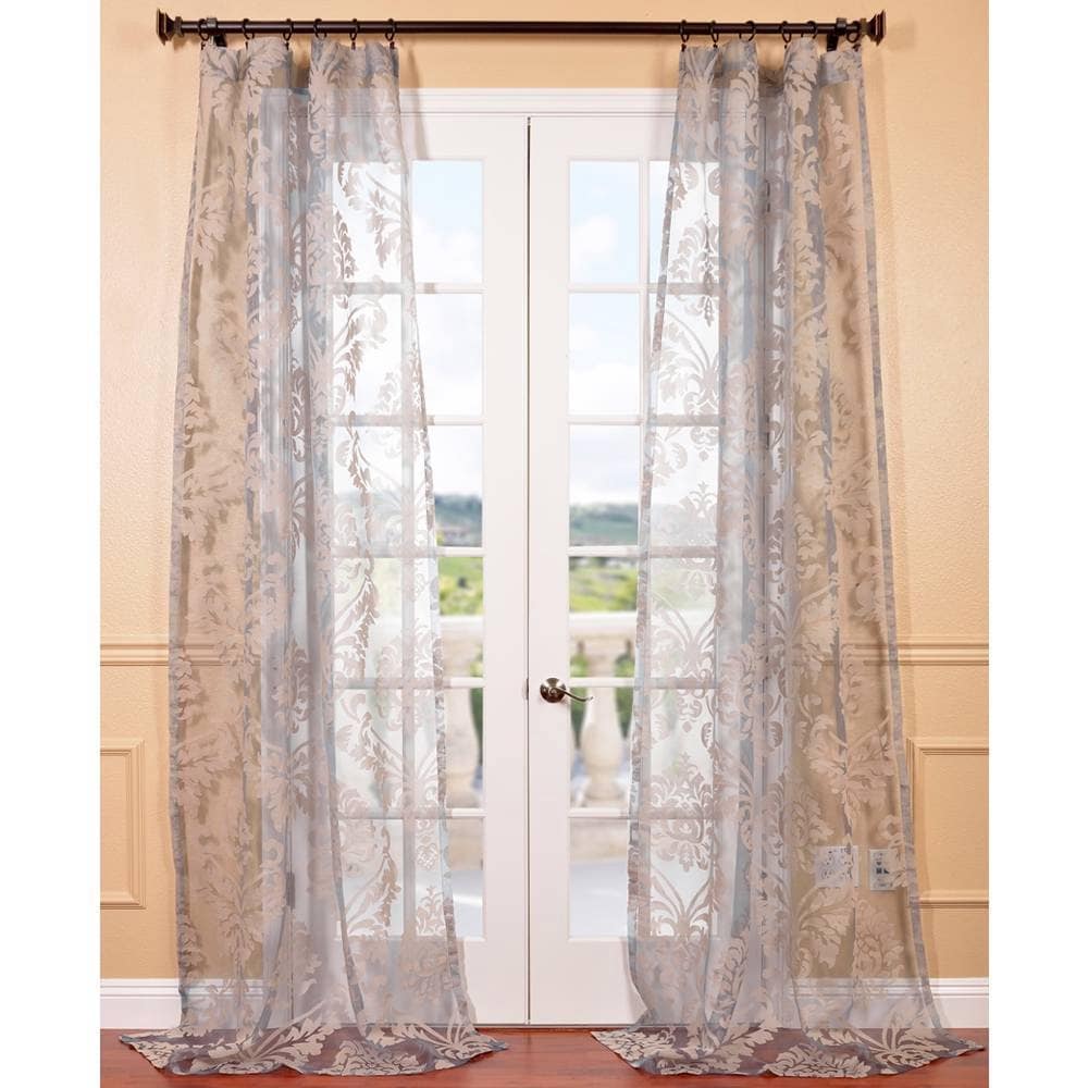 Agatha Taupe Grey Patterned Sheer Curtain Panel