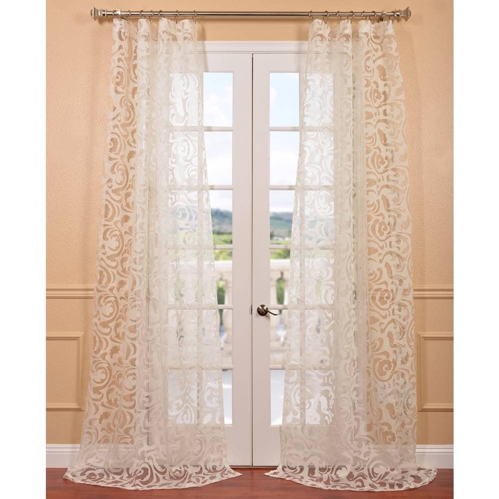 Margo Ivory Patterned Sheer Curtain Panel