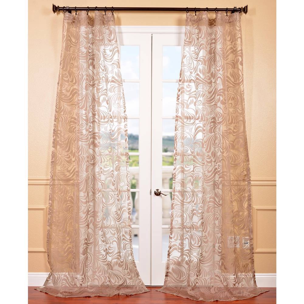 Sabrina Taupe Patterned Sheer Curtain Panel