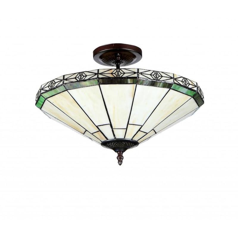 Tiffany Style Mission Design 2-light Bronze Flush Mount