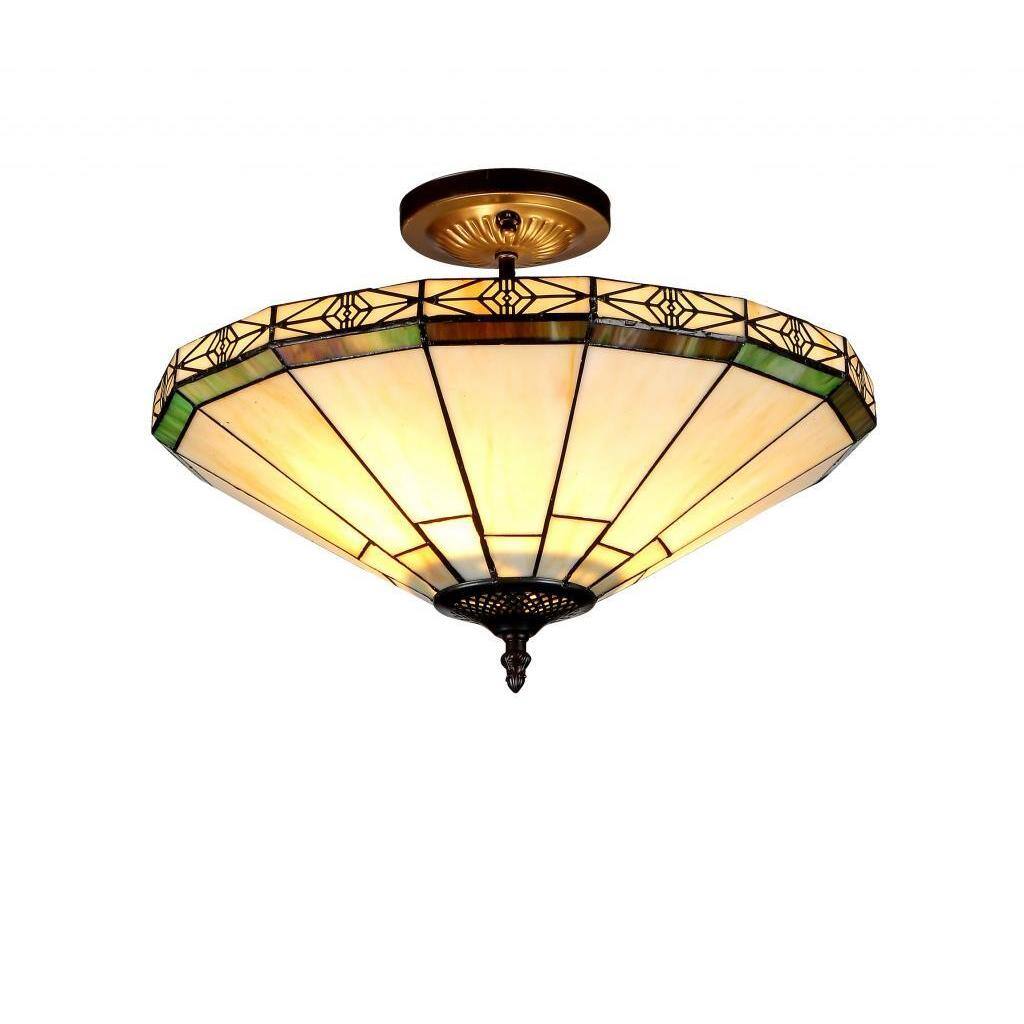 Tiffany Style Mission Design 2-light Bronze Flush Mount