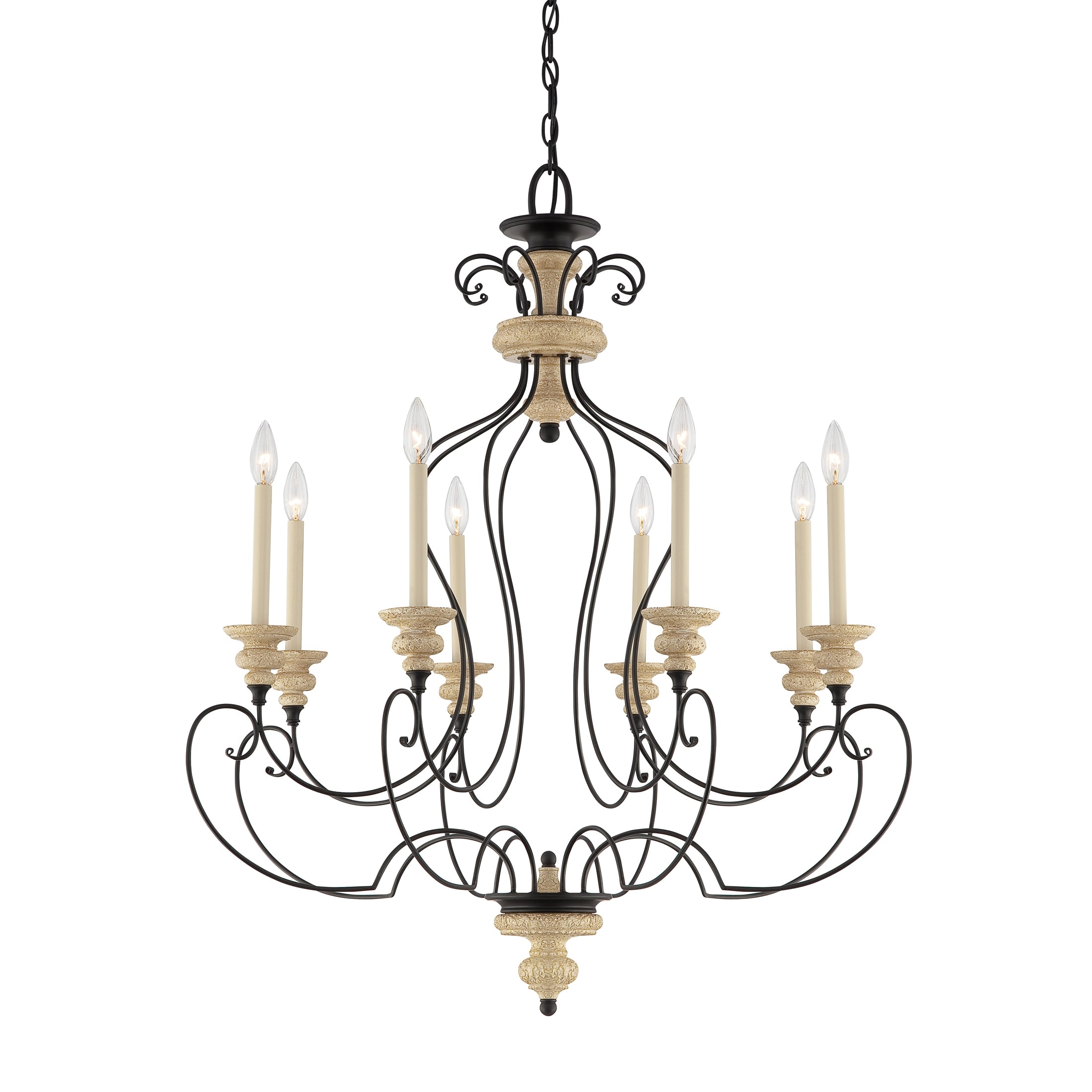 Quoizel Shelby 8 light Sand Bisque/ Earth Black Chandelier